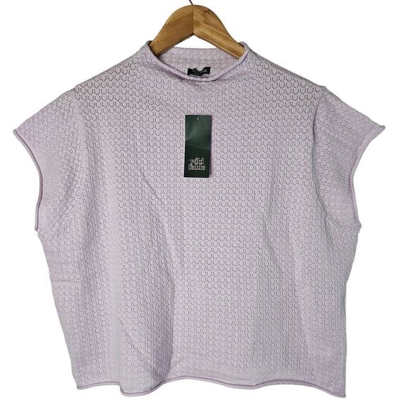 Wild Fable Boxy Blouse Womens 1X Textured Top Short Sleeve Mock Neck Coquette - Picture 1 of 8